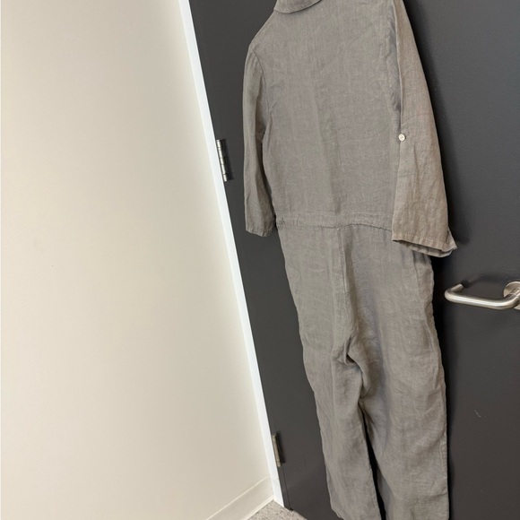 Pistache M MINT/NEW linen (100 percent linen) Wide Leg Jumpsuit with Relaxed Fit - Picture 9 of 15